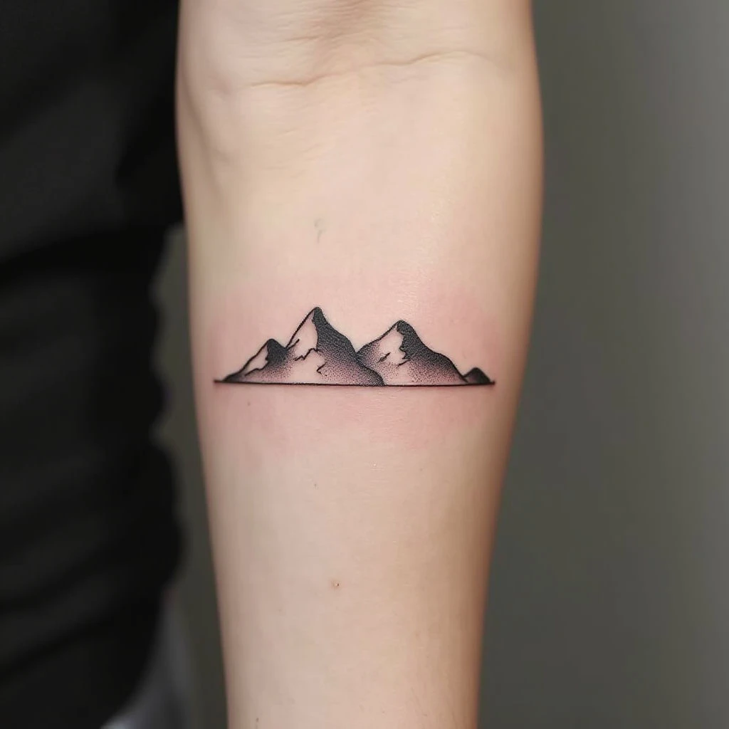 Minimalist Mountain Range Forearm Tattoo Design